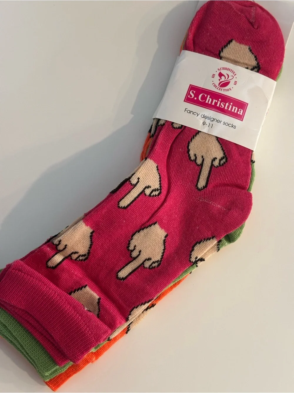 S Christina Novelty Crew Socks 3 Pack Women's 9-11 Middle Finger Emoji NWT